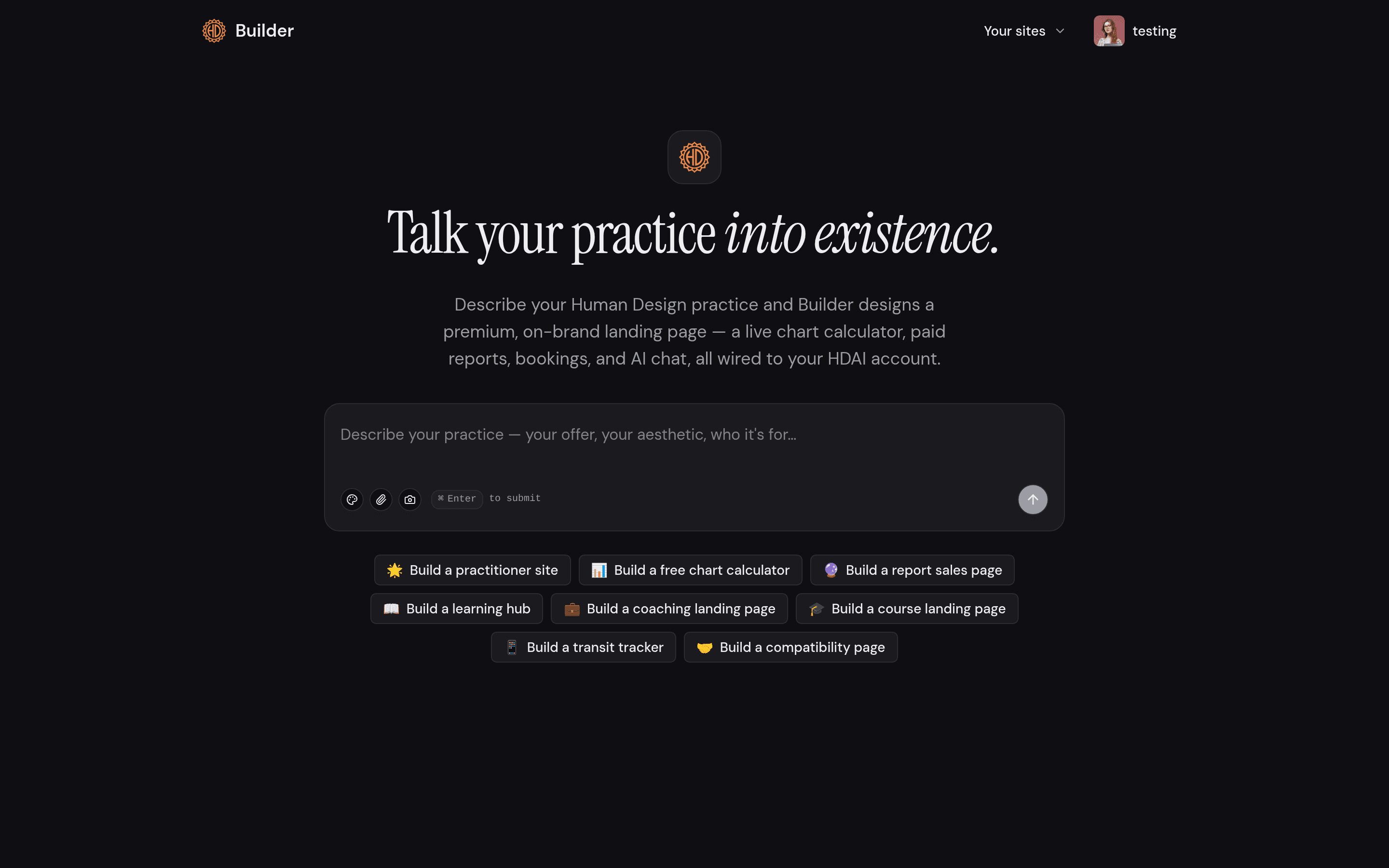 Builder: describe your practice and it designs your site