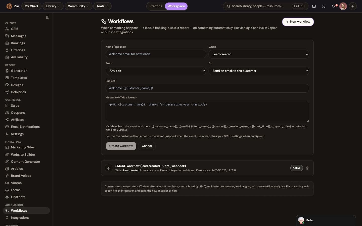 Workflows: automatic follow-ups on leads and sales