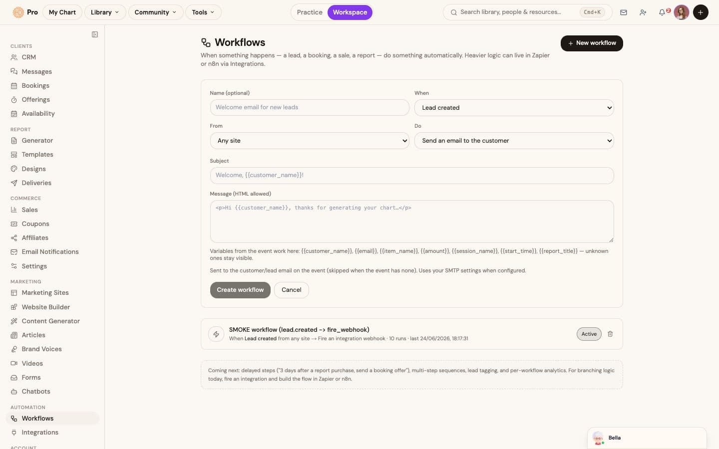 Workflows: automatic follow-ups on leads and sales