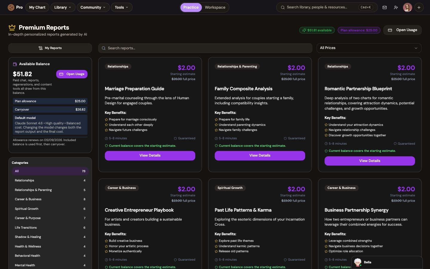 Premium reports: full readings as designed PDFs