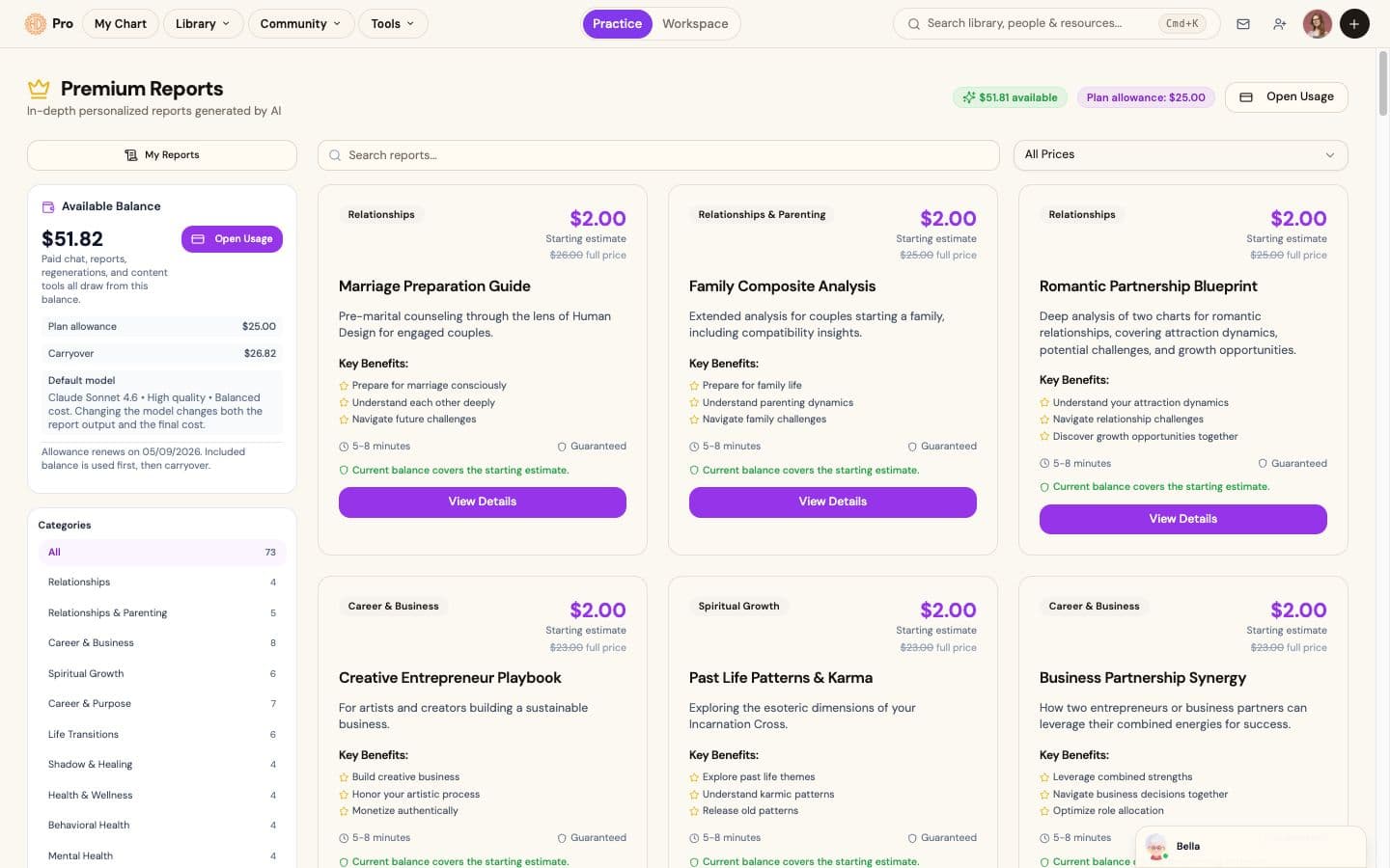 Premium reports: full readings as designed PDFs