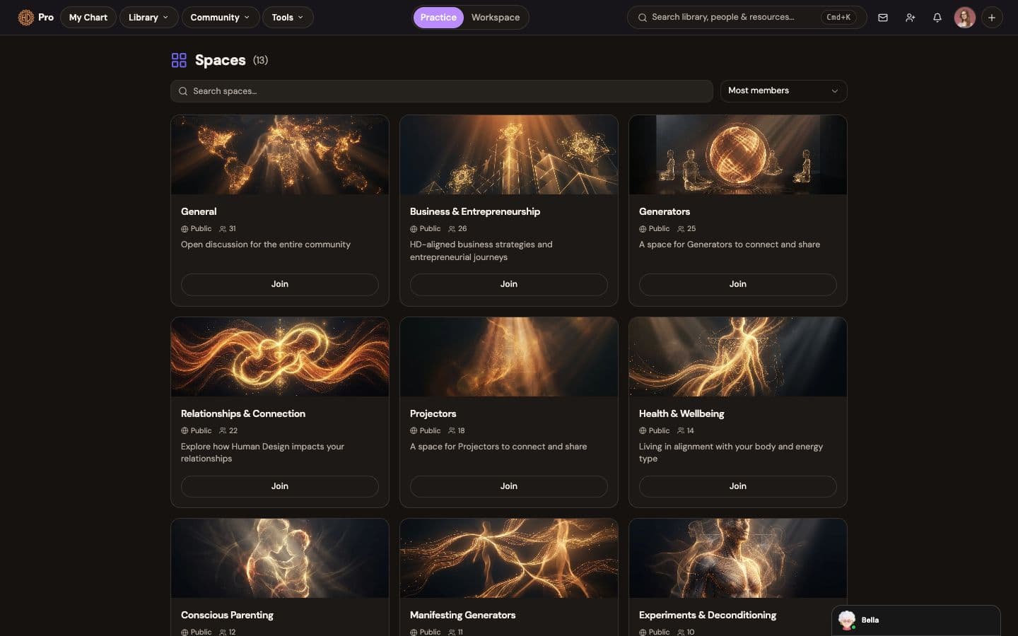 Spaces: focused rooms inside the community