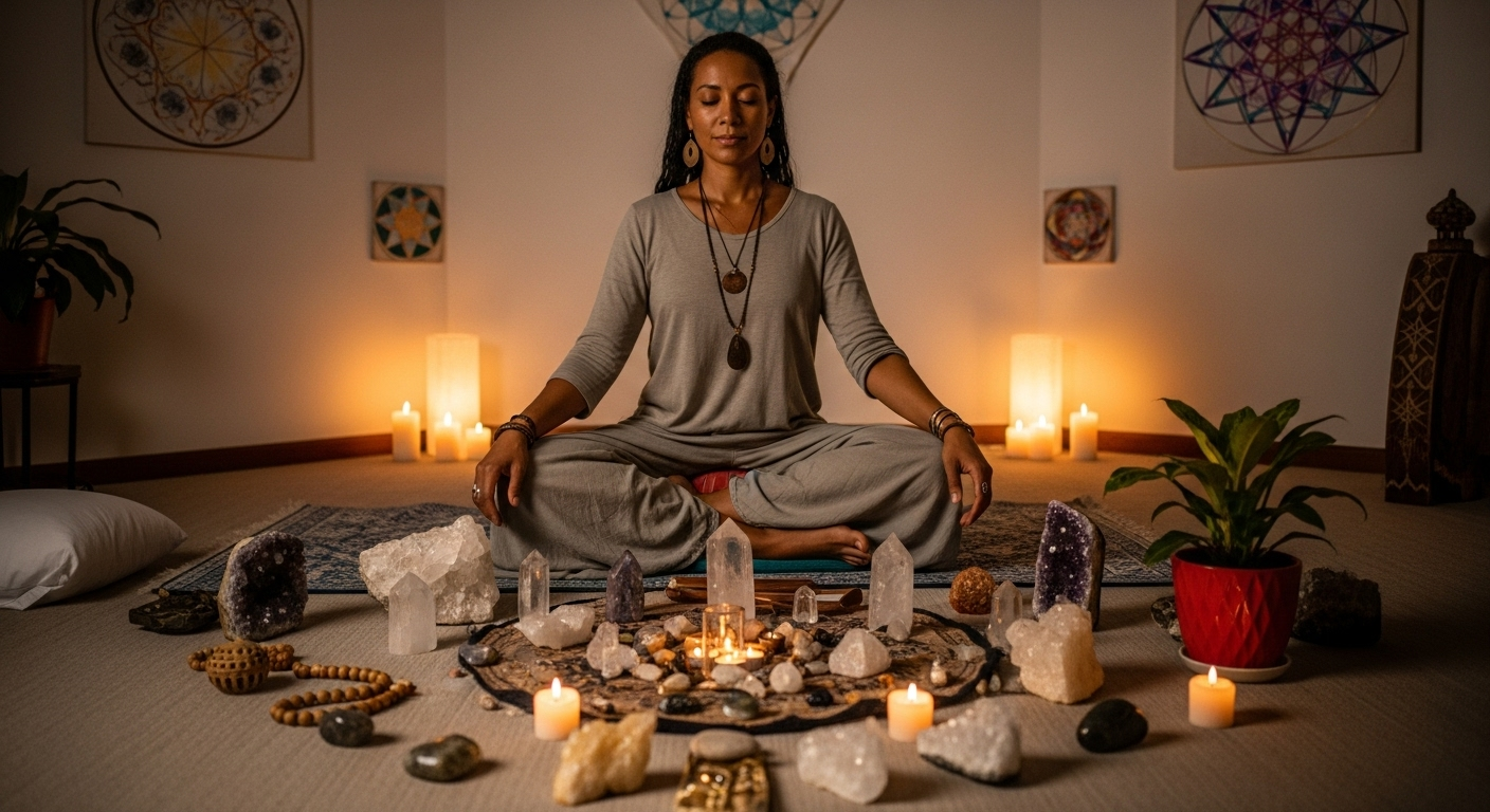 A spiritual advisor holding space in a serene session